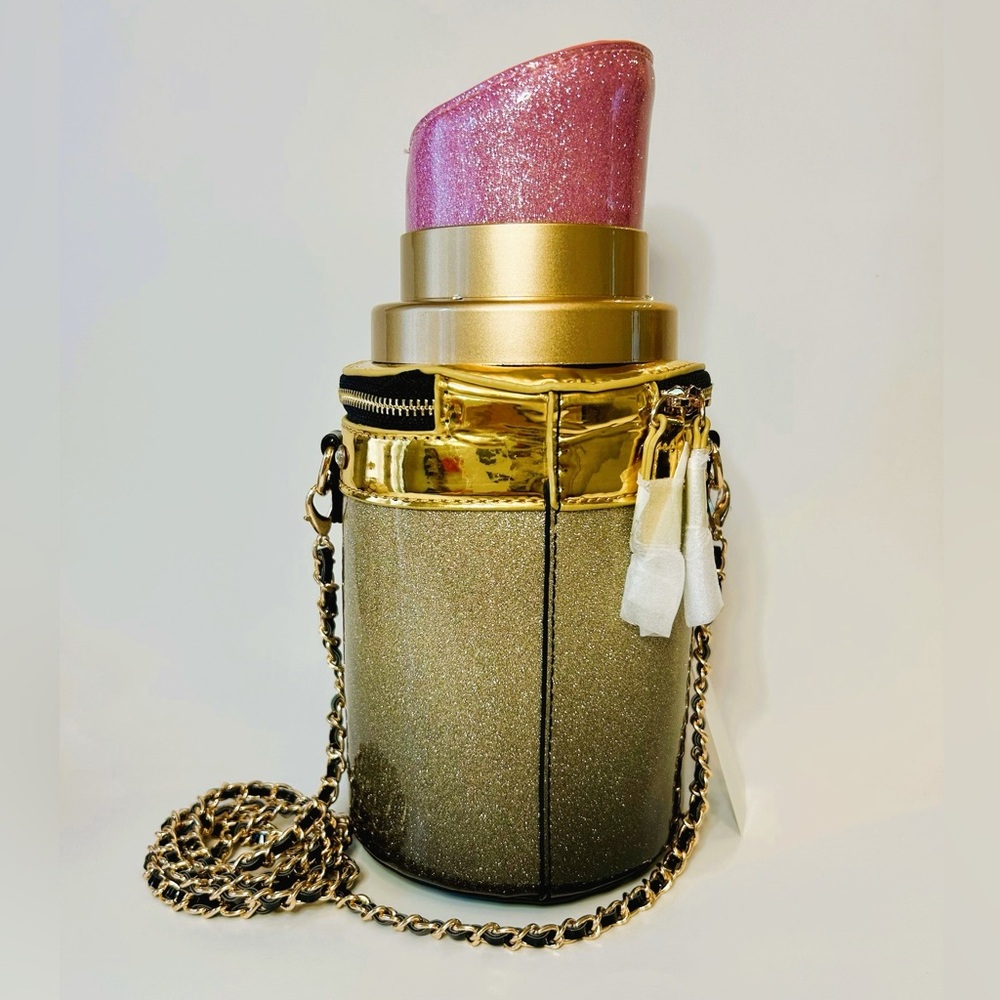 Gold and Pink Fantasy Lipstick Shoulder Bag - Picture 4 of 7